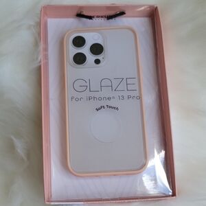 Glaze Soft-Touch iPhone 13 Pro Case - White with Peach Trim